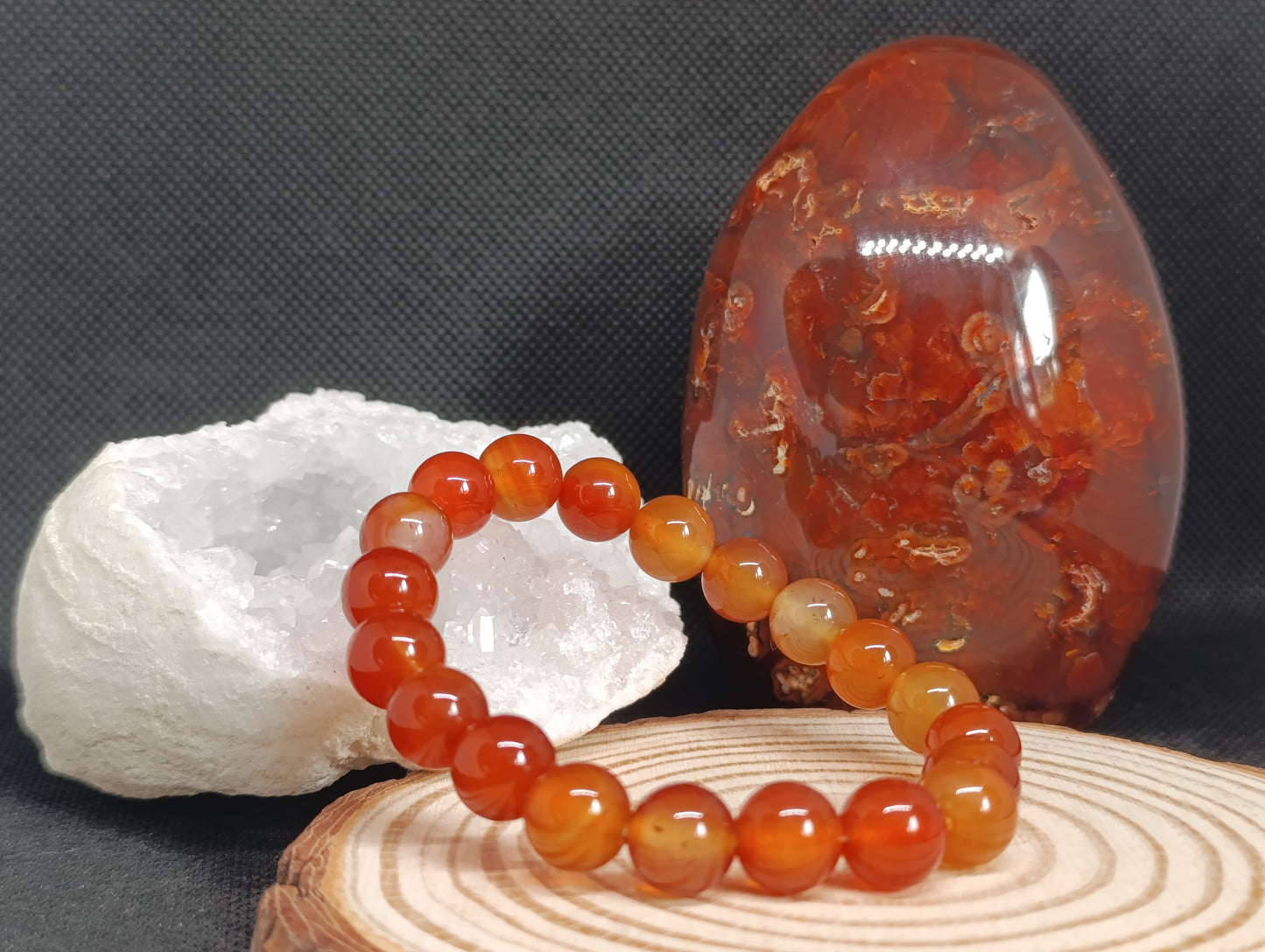 Bracelet boule Cornaline 10mm