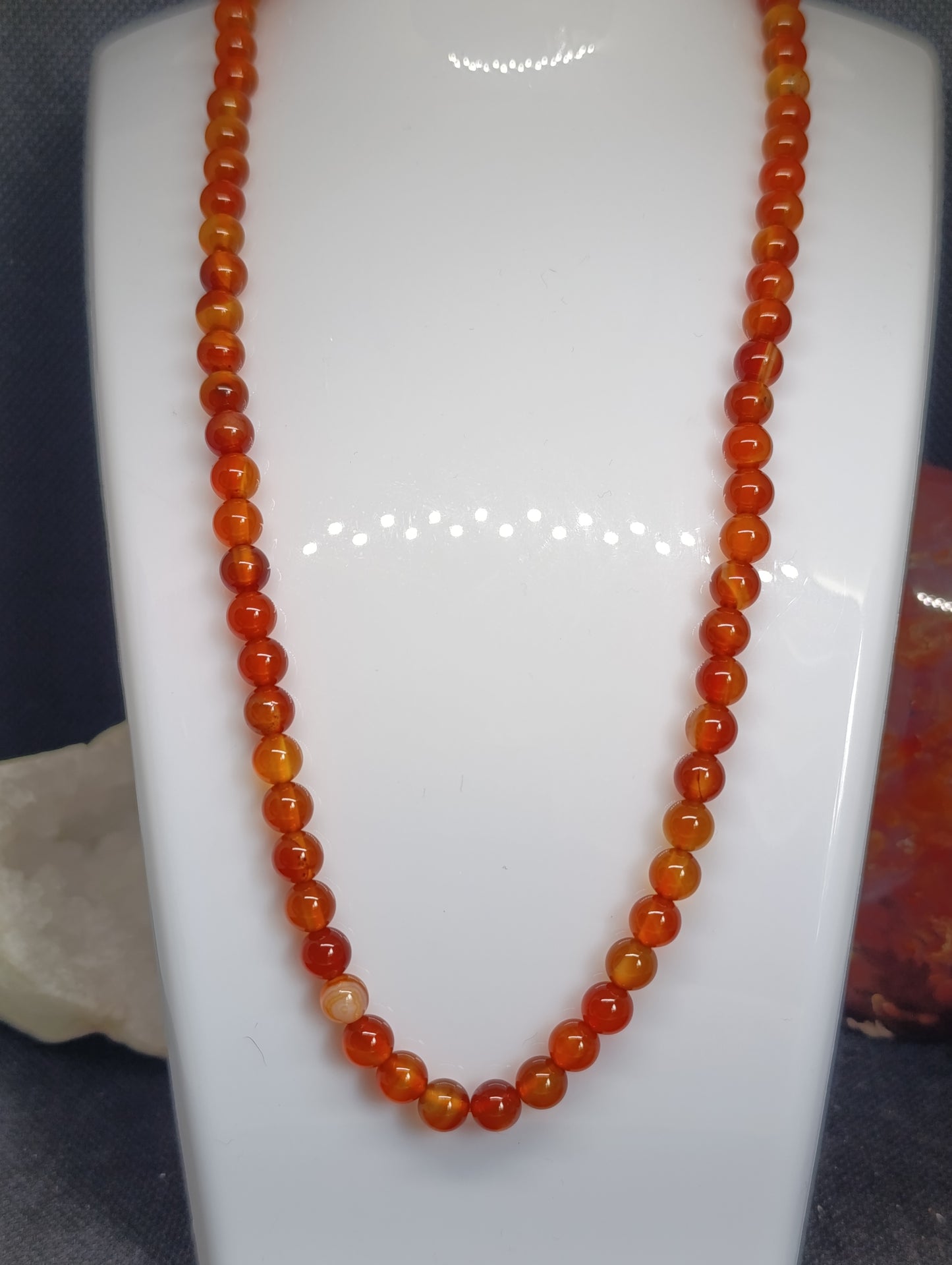 Collier boule Cornaline 6mm
