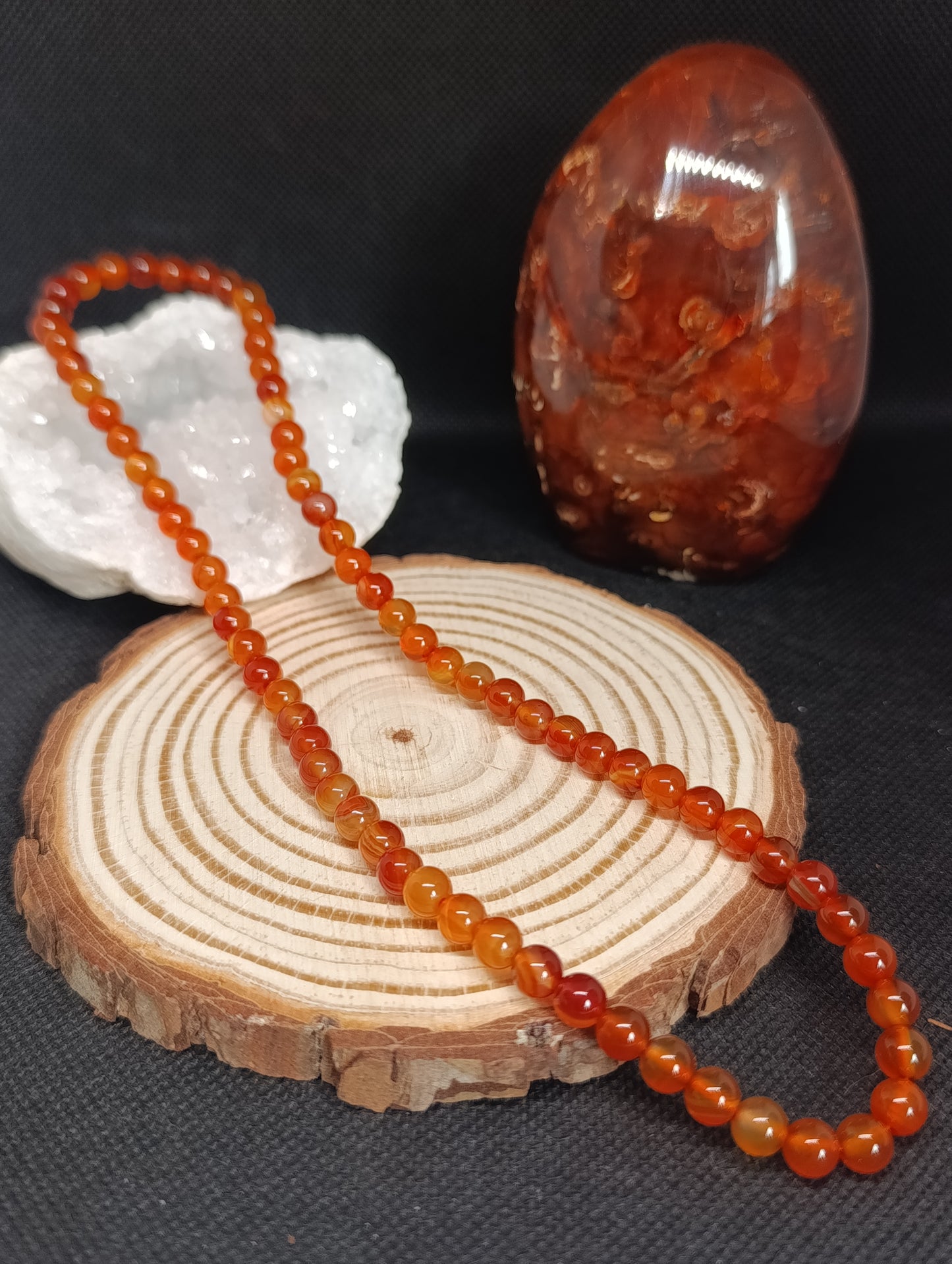 Collier boule Cornaline 6mm