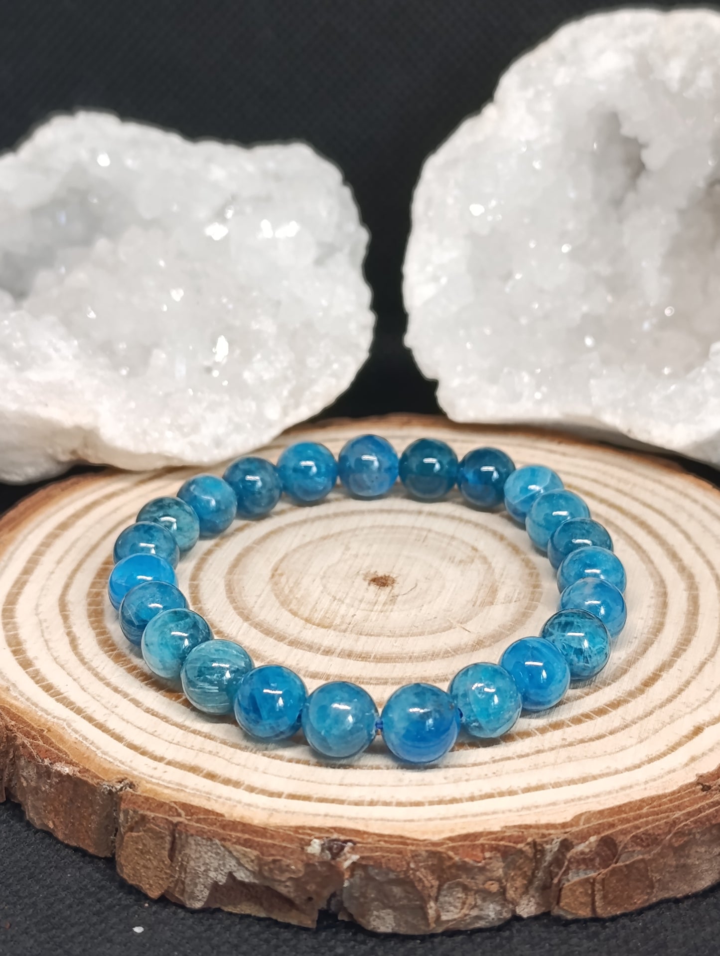 Bracelet boule Apatite bleue 8mm - Qualité AA