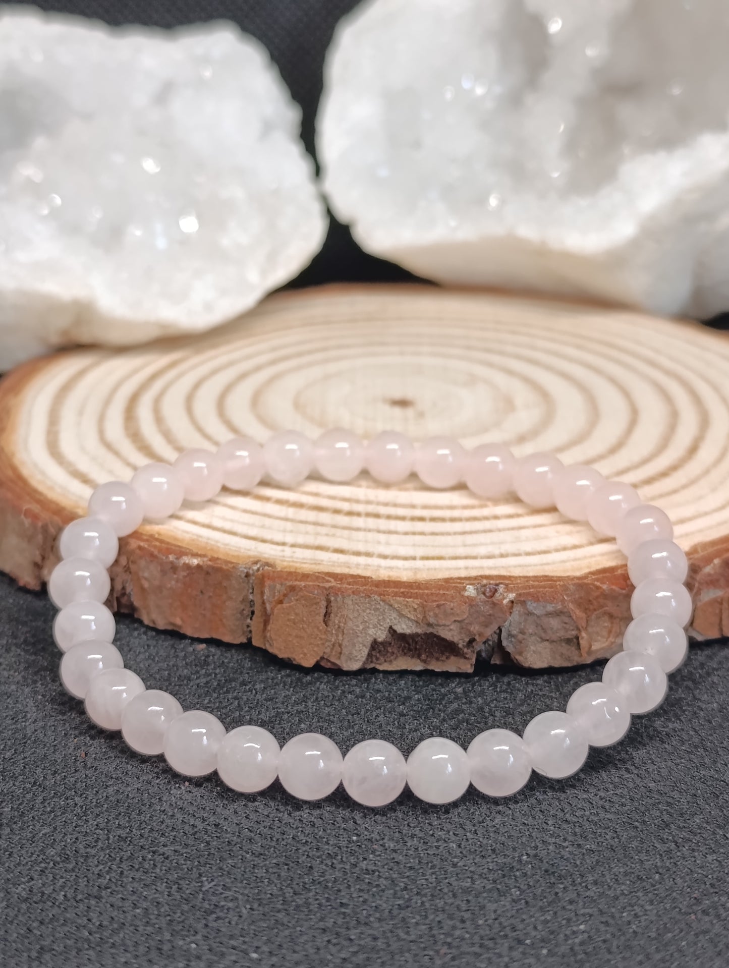 Bracelet boule Quartz rose 6mm