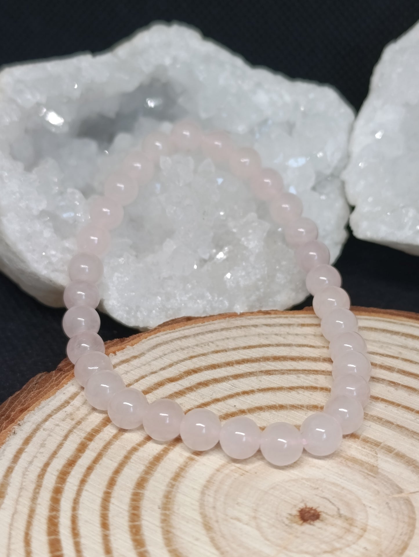 Bracelet boule Quartz rose 6mm