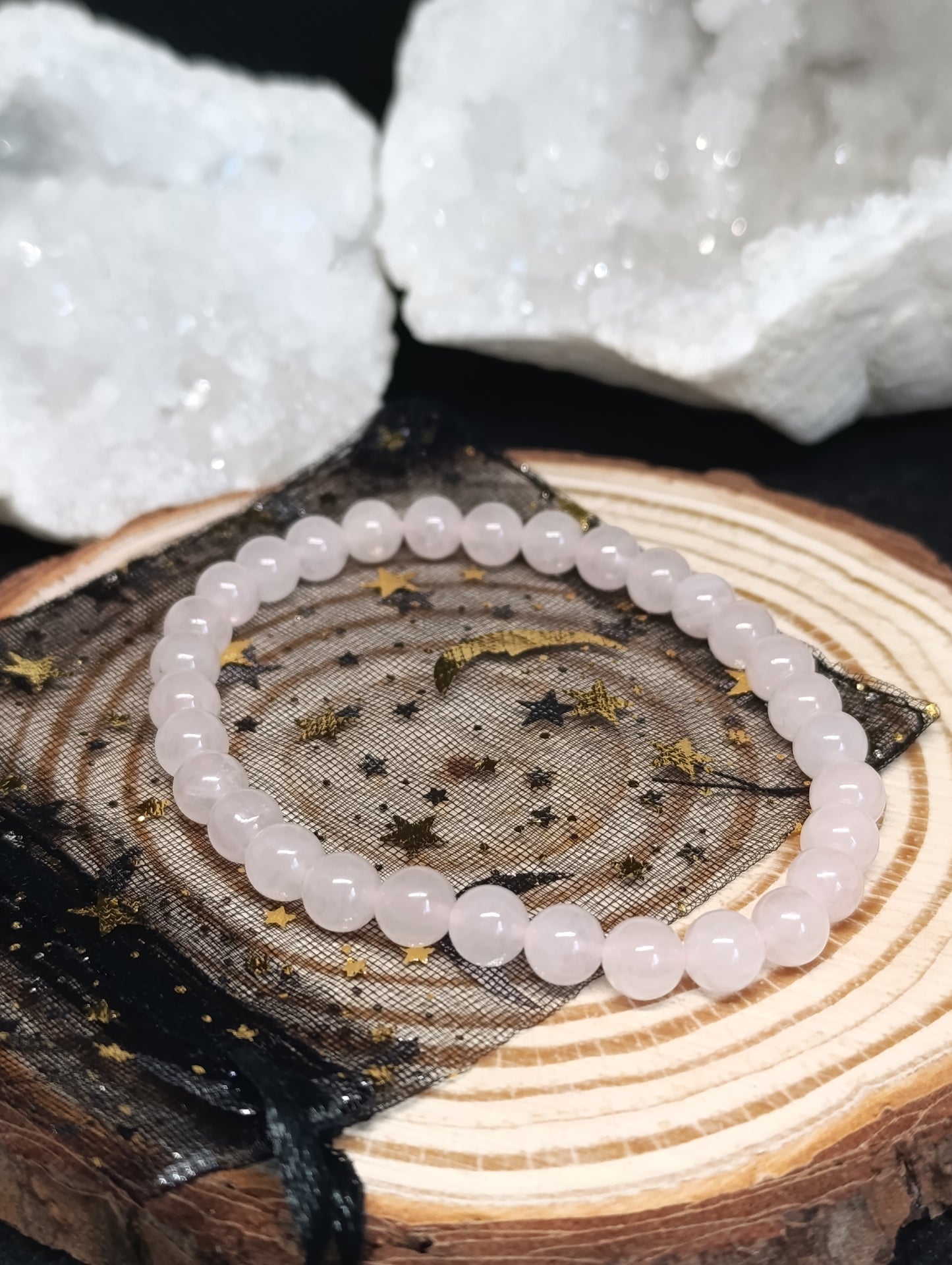 Bracelet boule Quartz rose 6mm