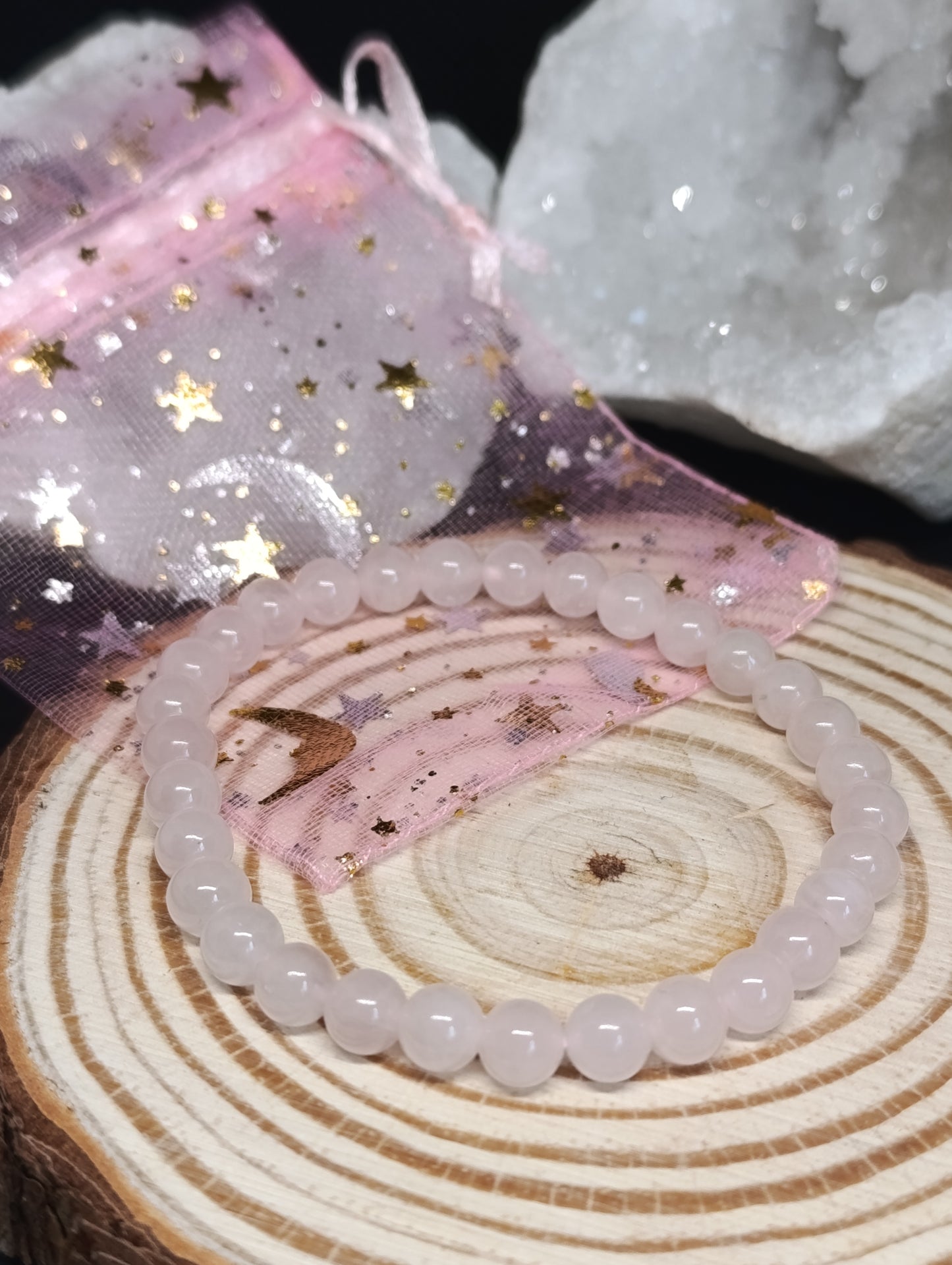 Bracelet boule Quartz rose 6mm
