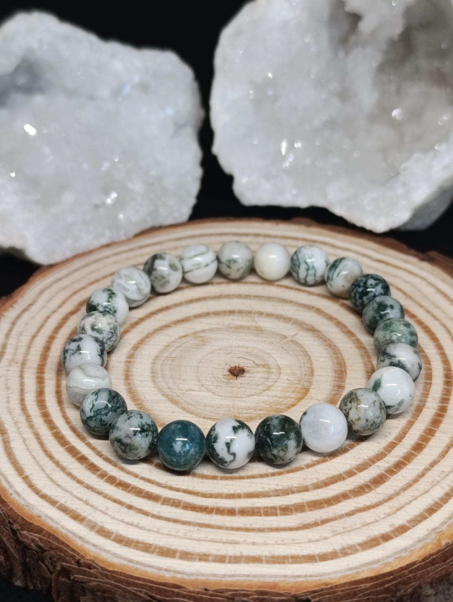 Bracelet boule Agate arbre 8mm