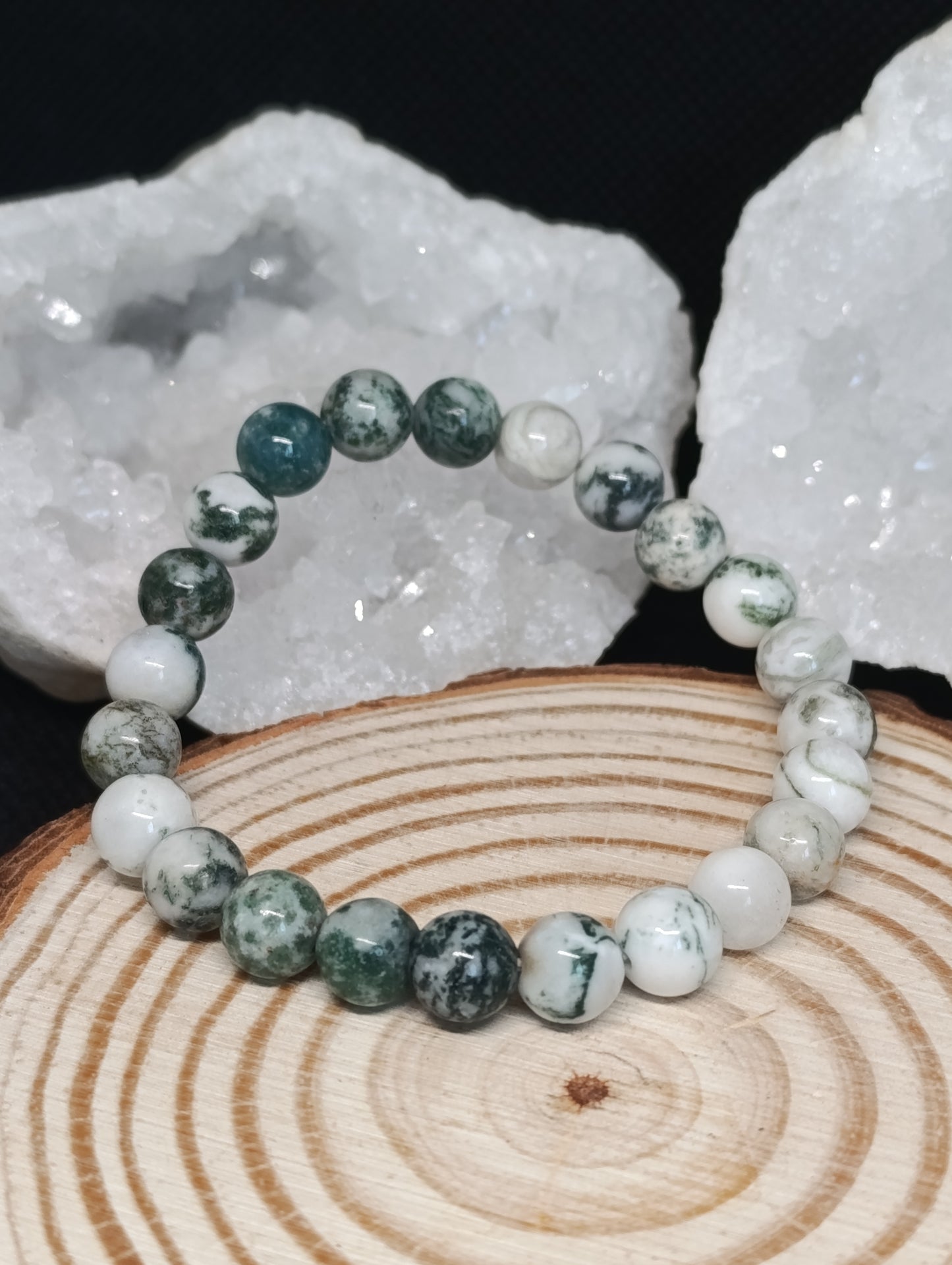 Bracelet boule Agate arbre 8mm
