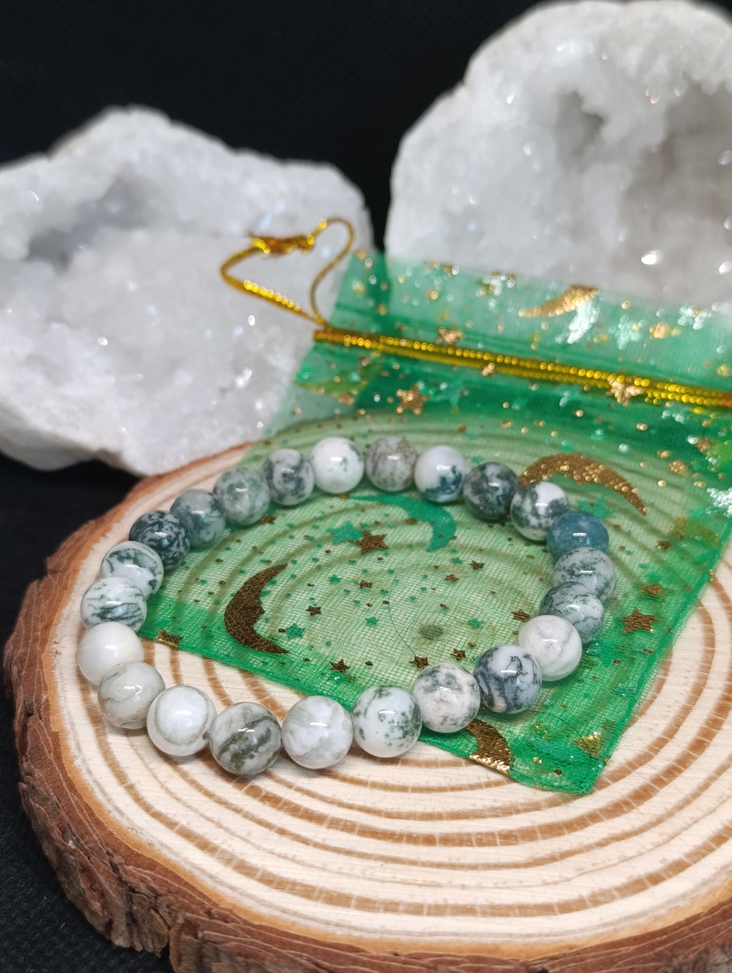 Bracelet boule Agate arbre 8mm