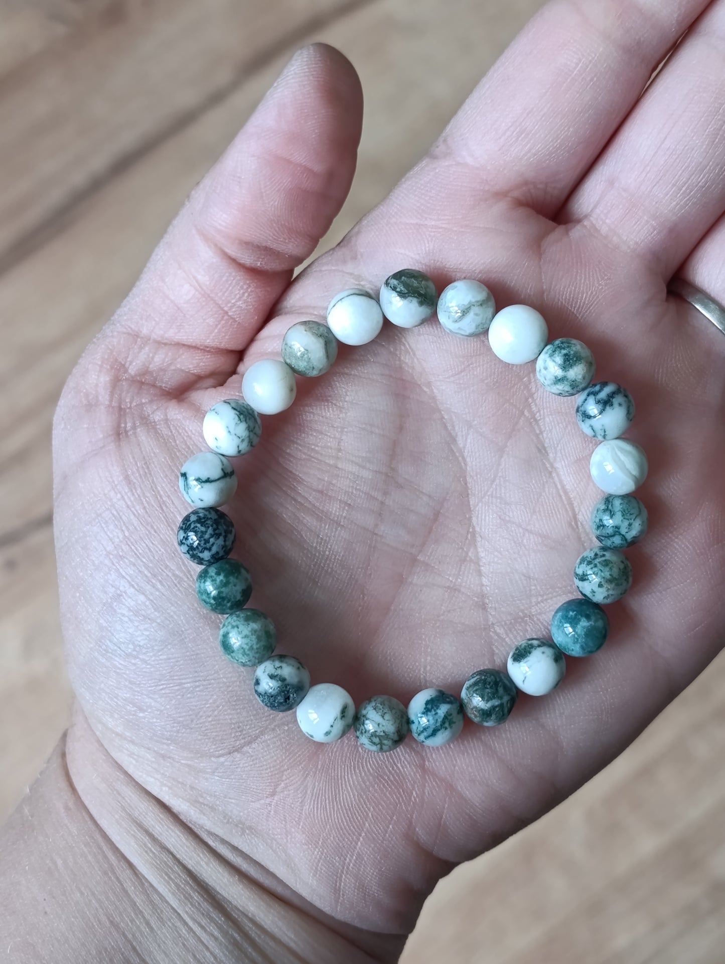 Bracelet boule Agate arbre 8mm