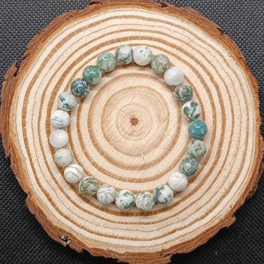 Bracelet boule Agate arbre 8mm