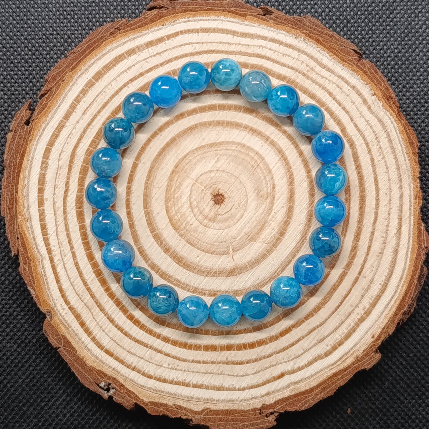 Bracelet boule Apatite bleue 8mm - Qualité AA
