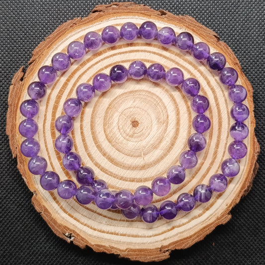 Collier boule Amethyste 8mm