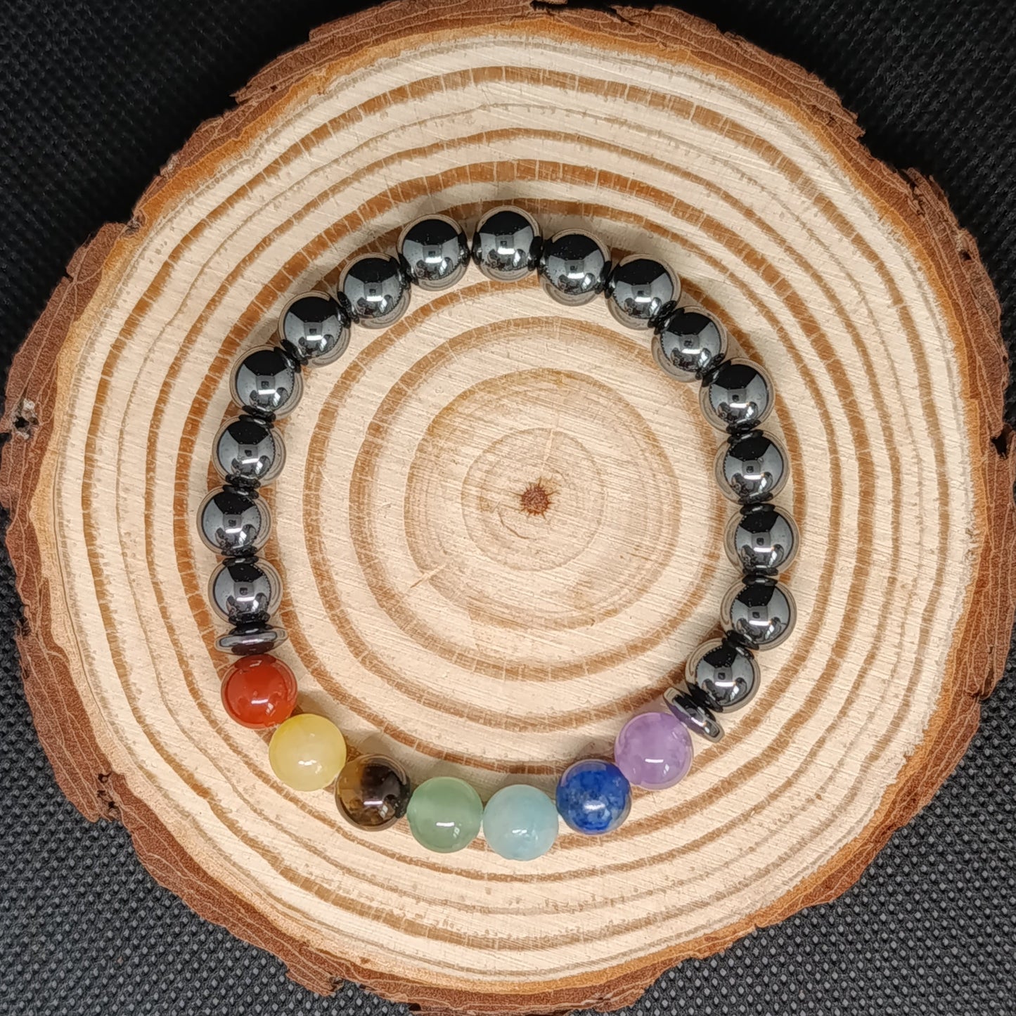 Bracelet Hématite - 7 chakras - 8mm