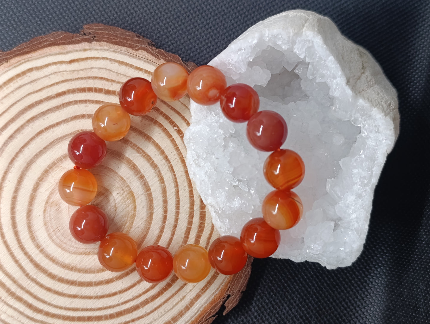 Bracelet boule Cornaline 12mm