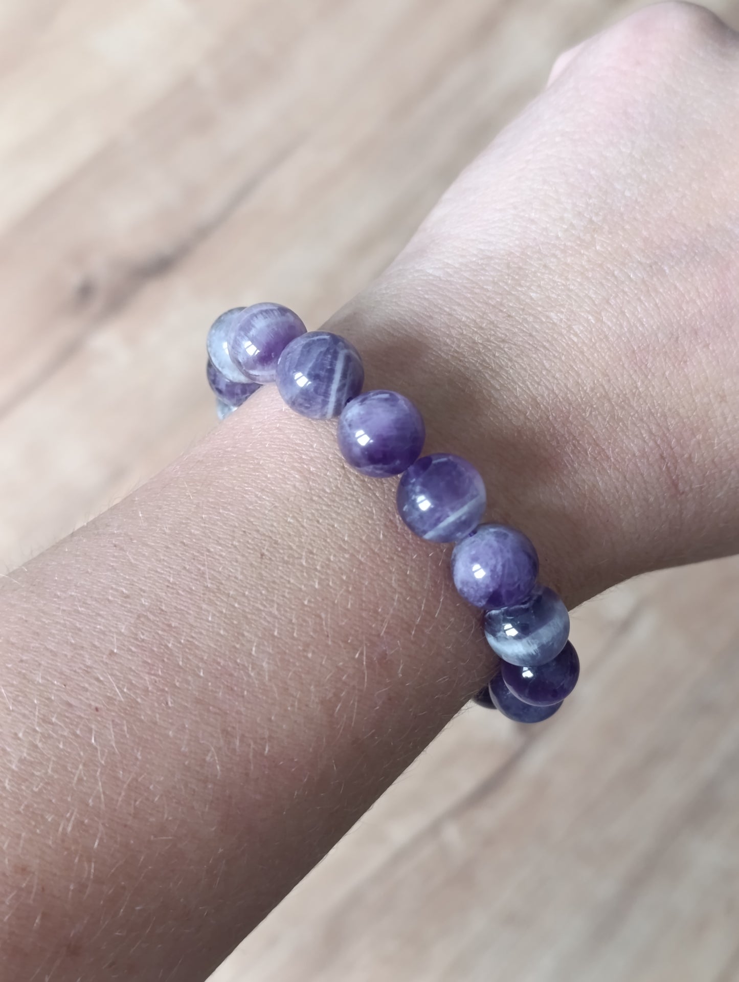 Bracelet boule Améthyste rubanée 12mm