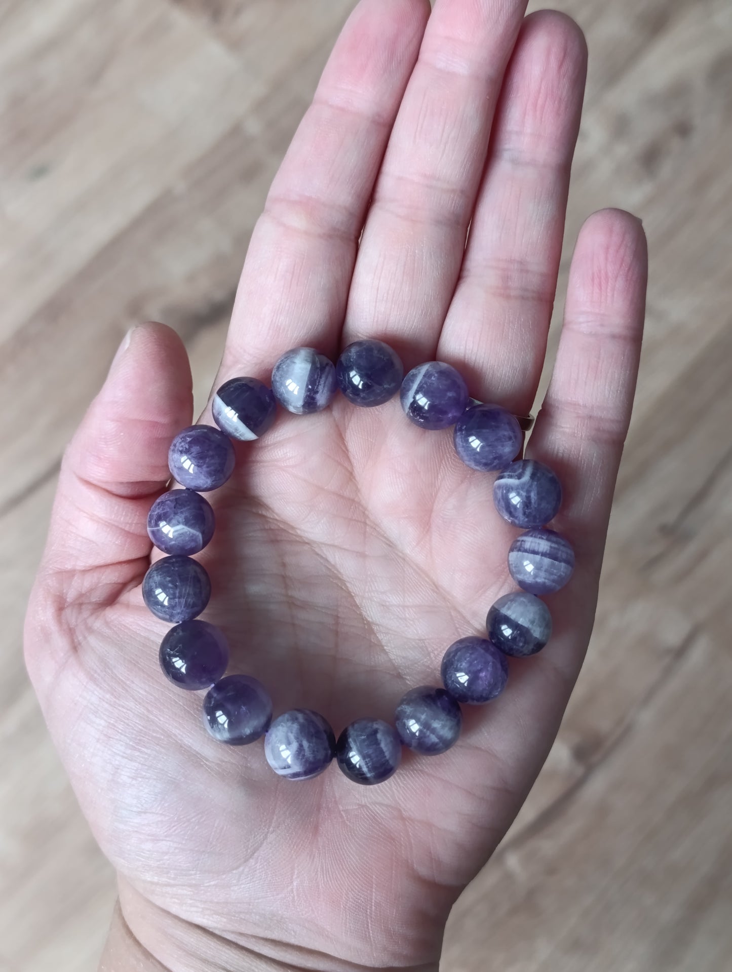 Bracelet boule Améthyste rubanée 12mm