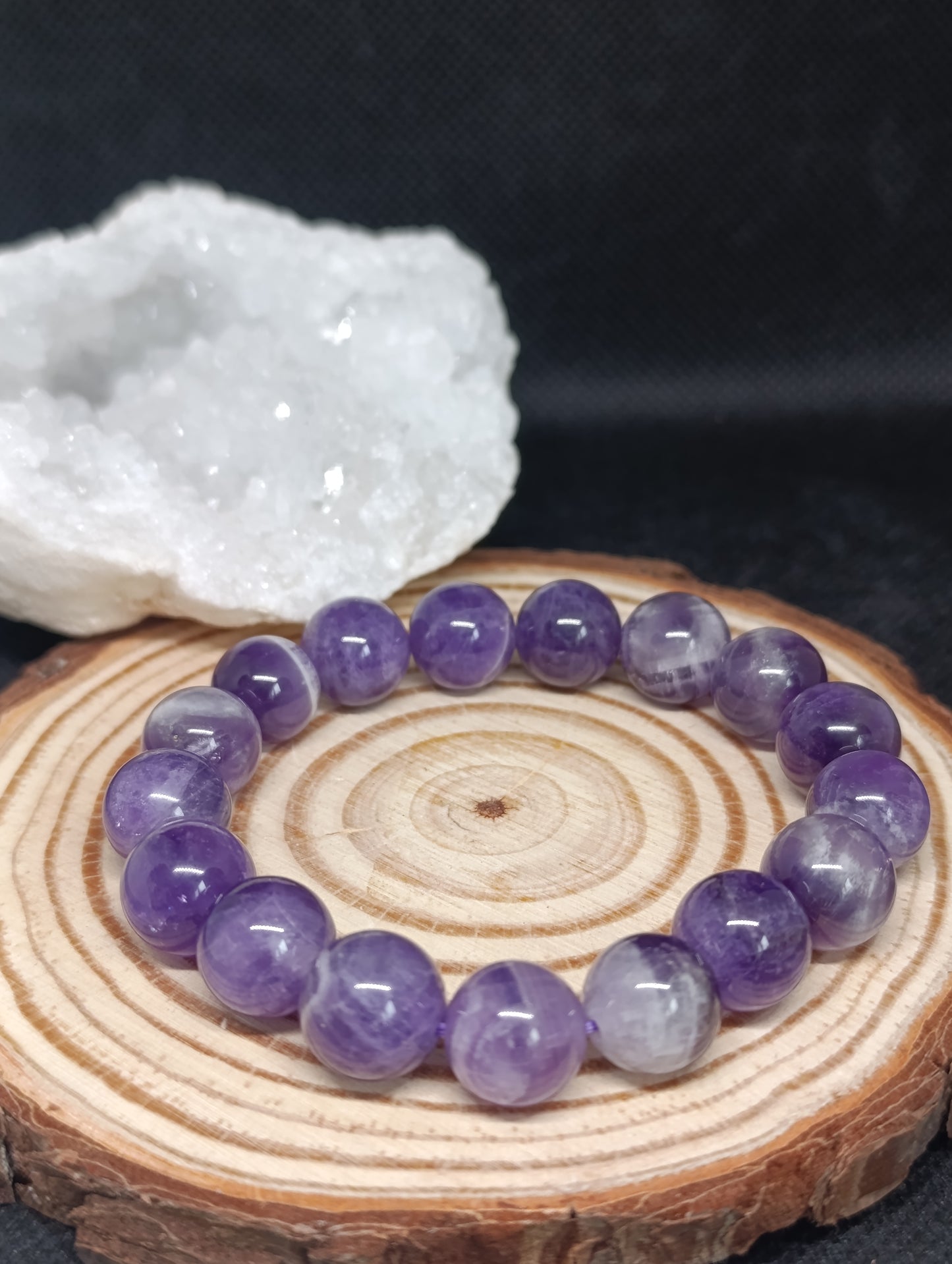 Bracelet boule Améthyste rubanée 12mm