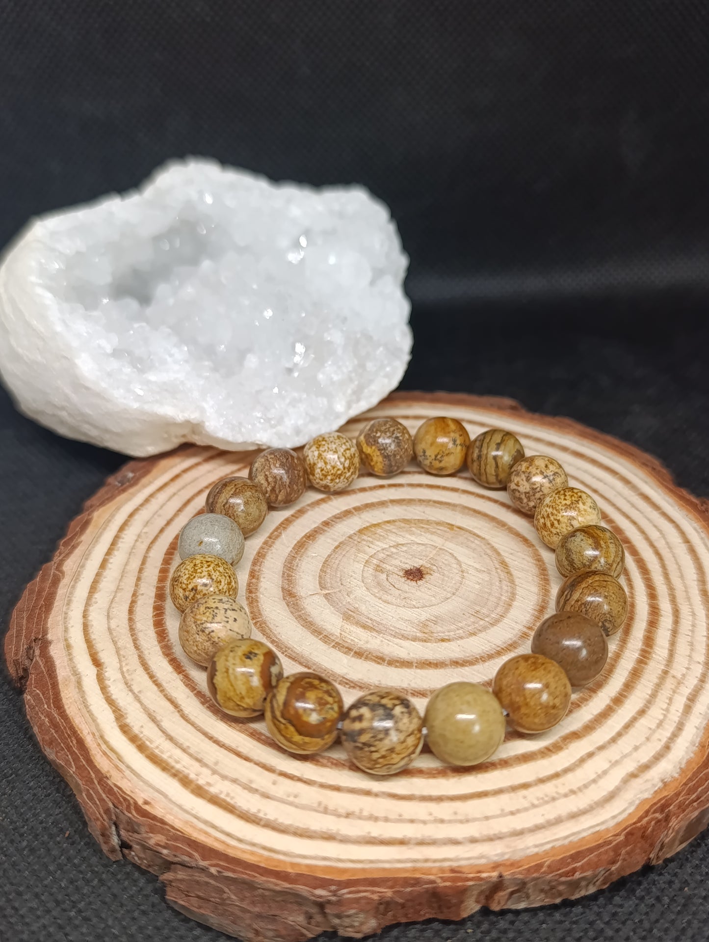 Bracelet boule Jaspe Paysage 10mm