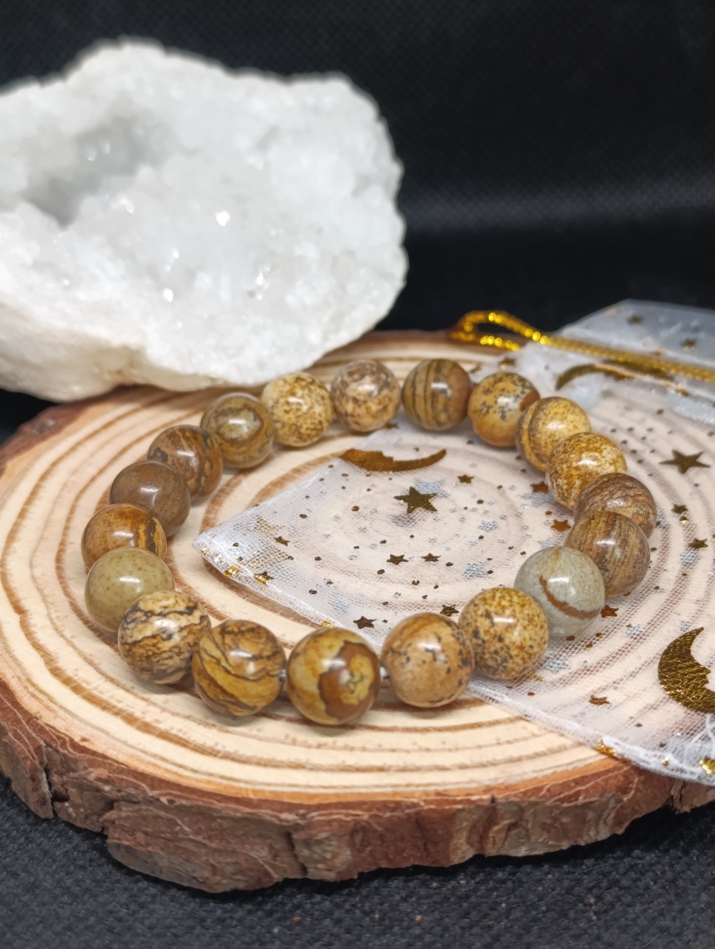 Bracelet boule Jaspe Paysage 10mm
