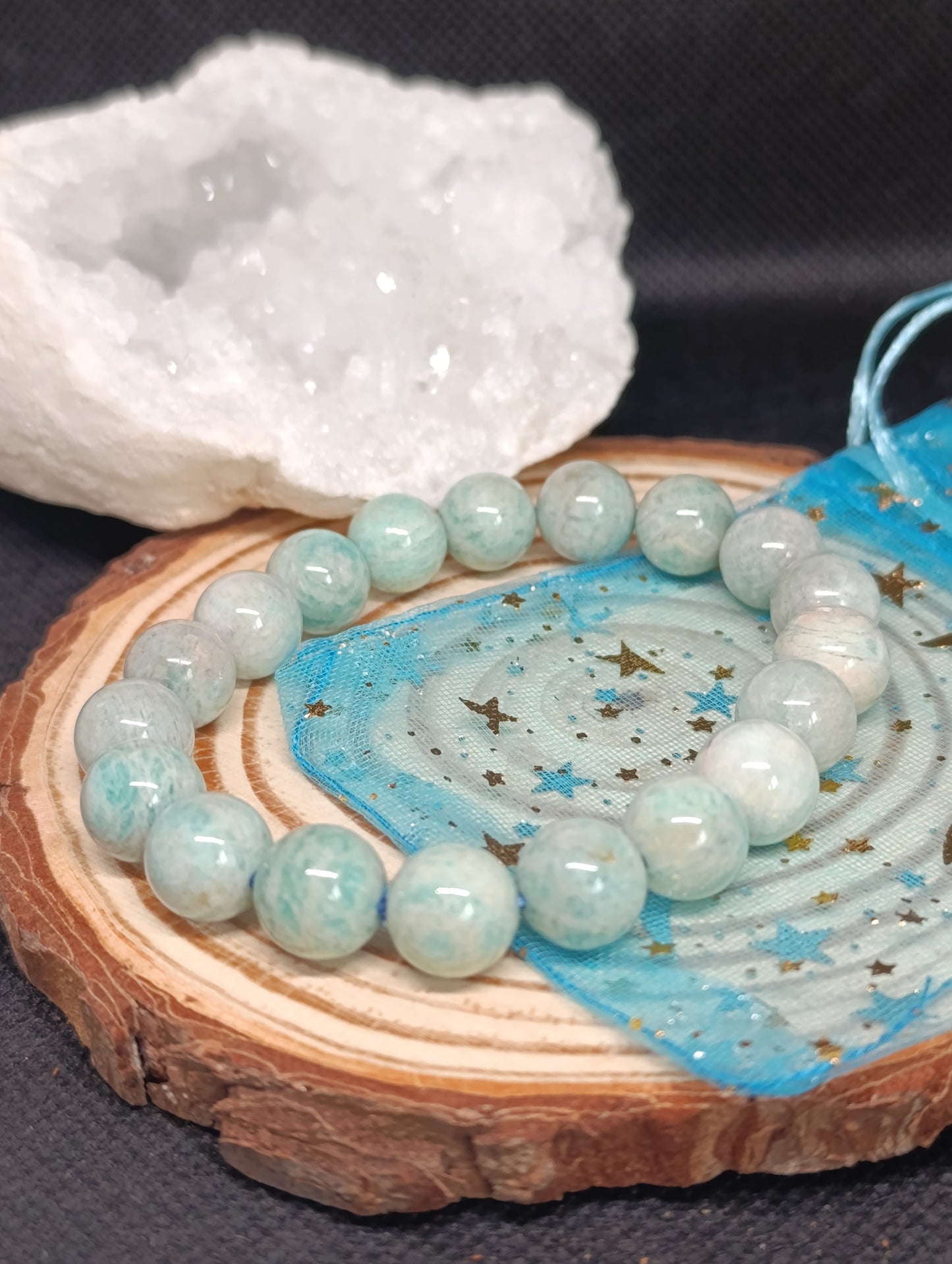 Bracelet boule Amazonite Pérou 10mm