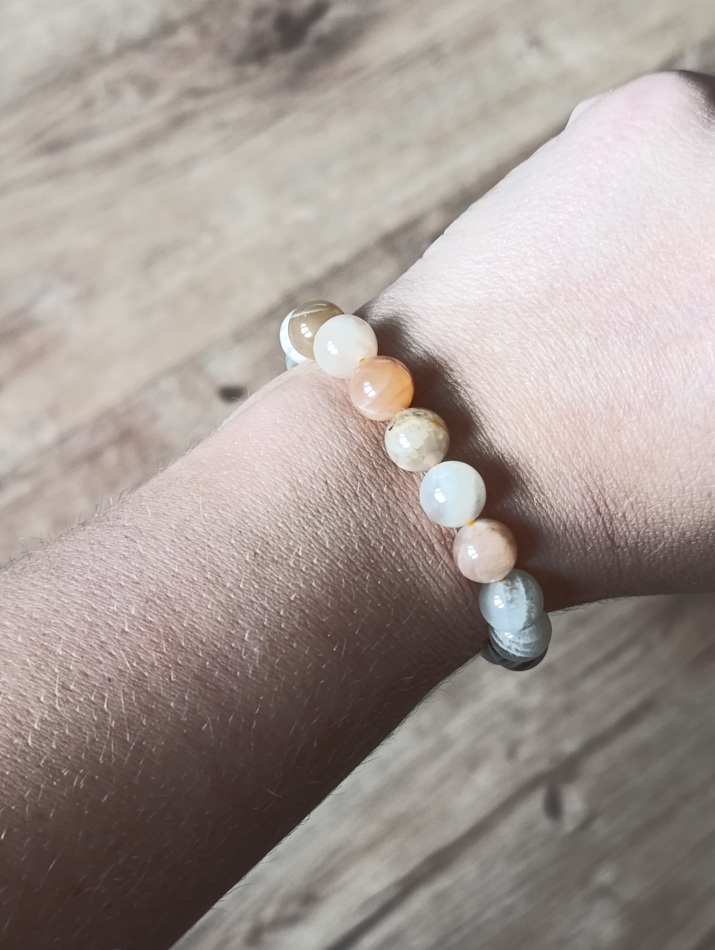 Bracelet boule Pierre de Lune multicolore 10mm