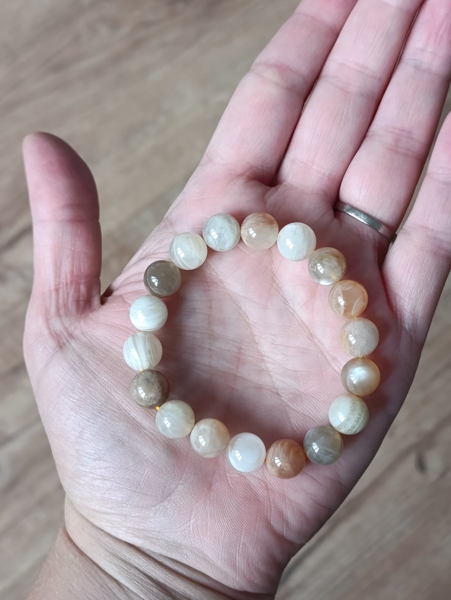 Bracelet boule Pierre de Lune multicolore 10mm