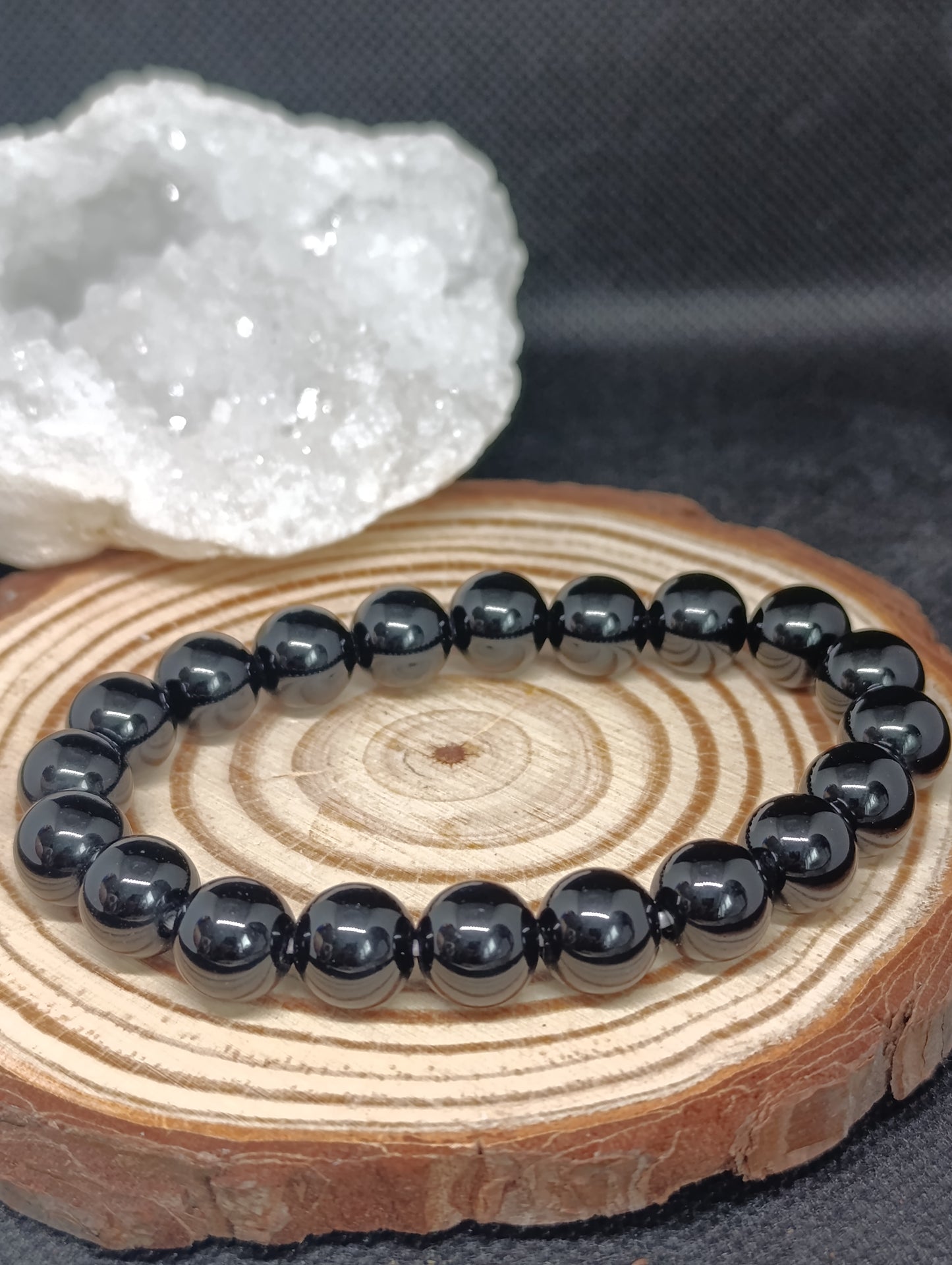 Bracelet boule Obsidienne noire 10mm