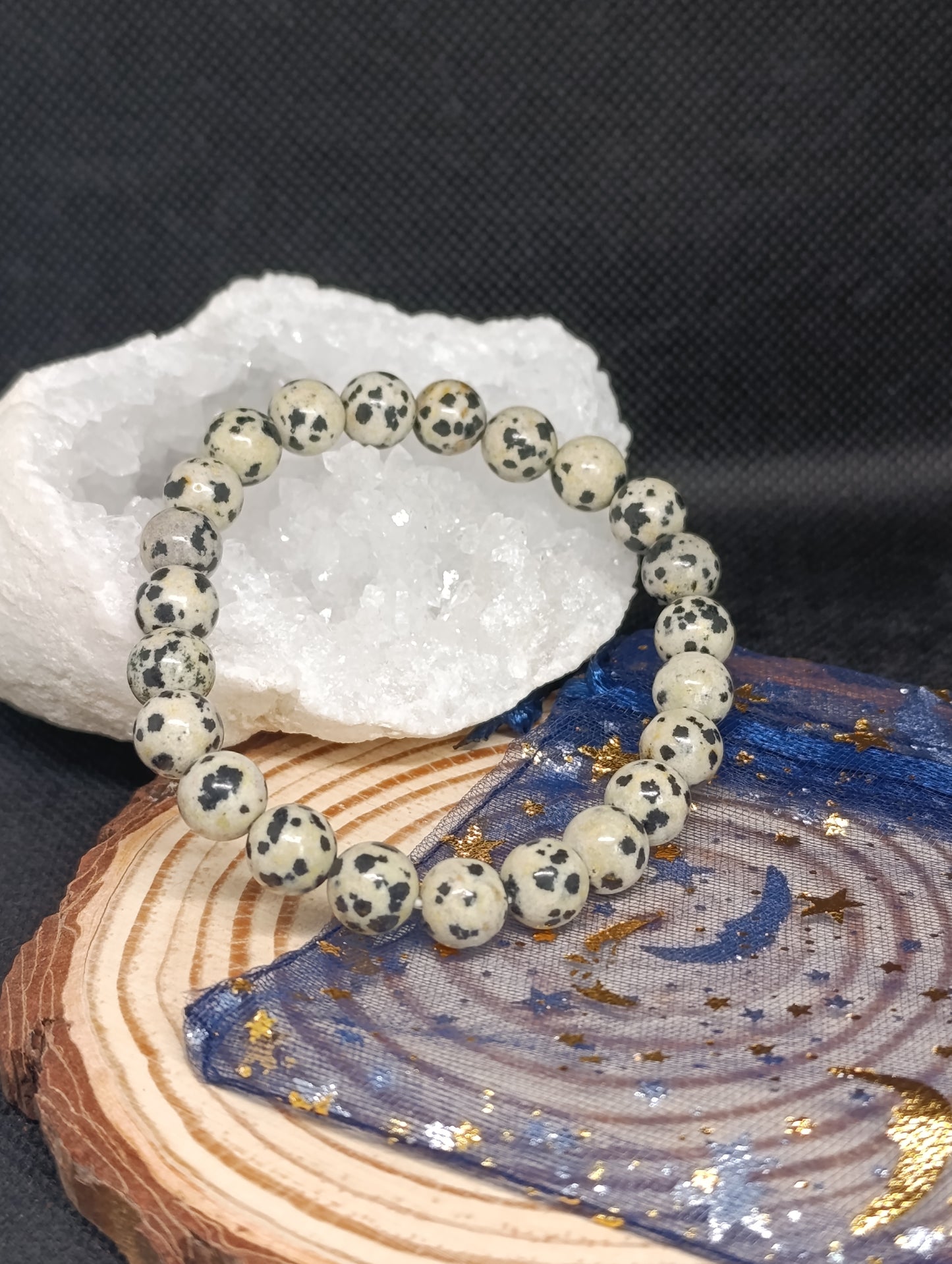 Bracelet boule Jaspe Dalmatien 8mm