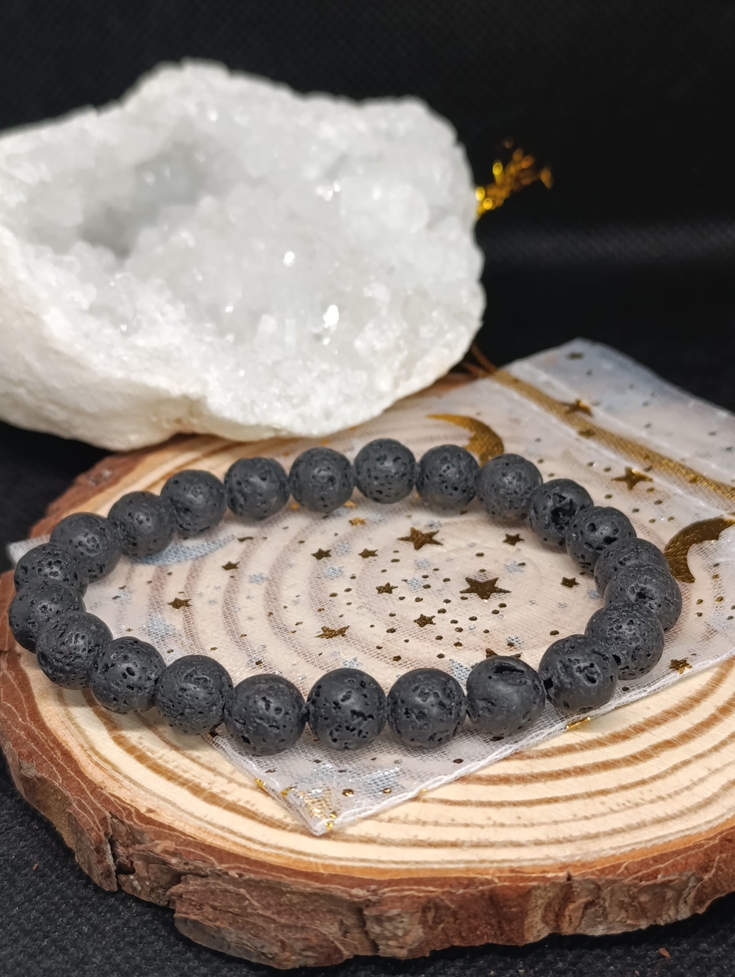 Bracelet boule Pierre de Lave 8mm
