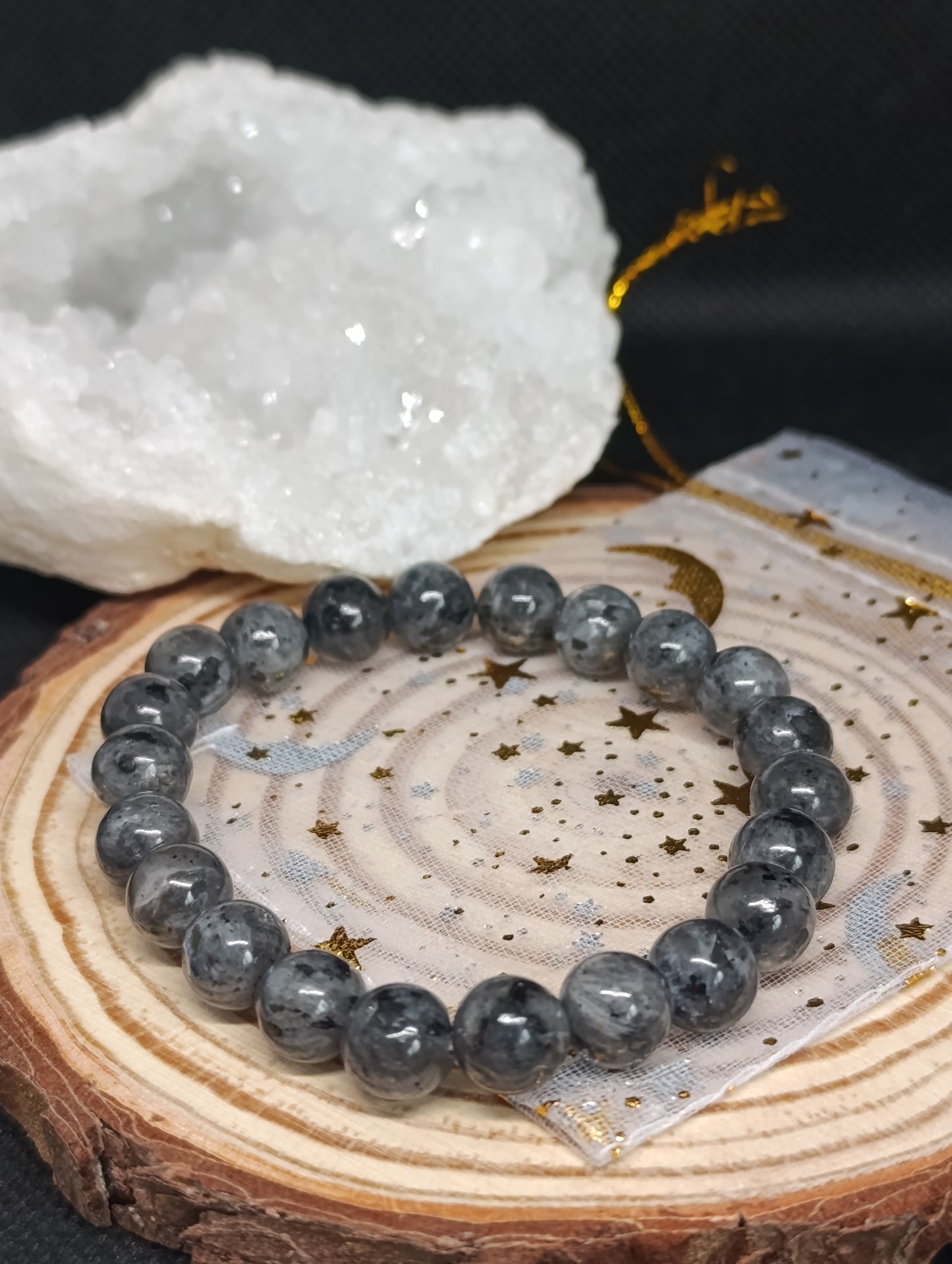 Bracelet boule Larvikite 8mm
