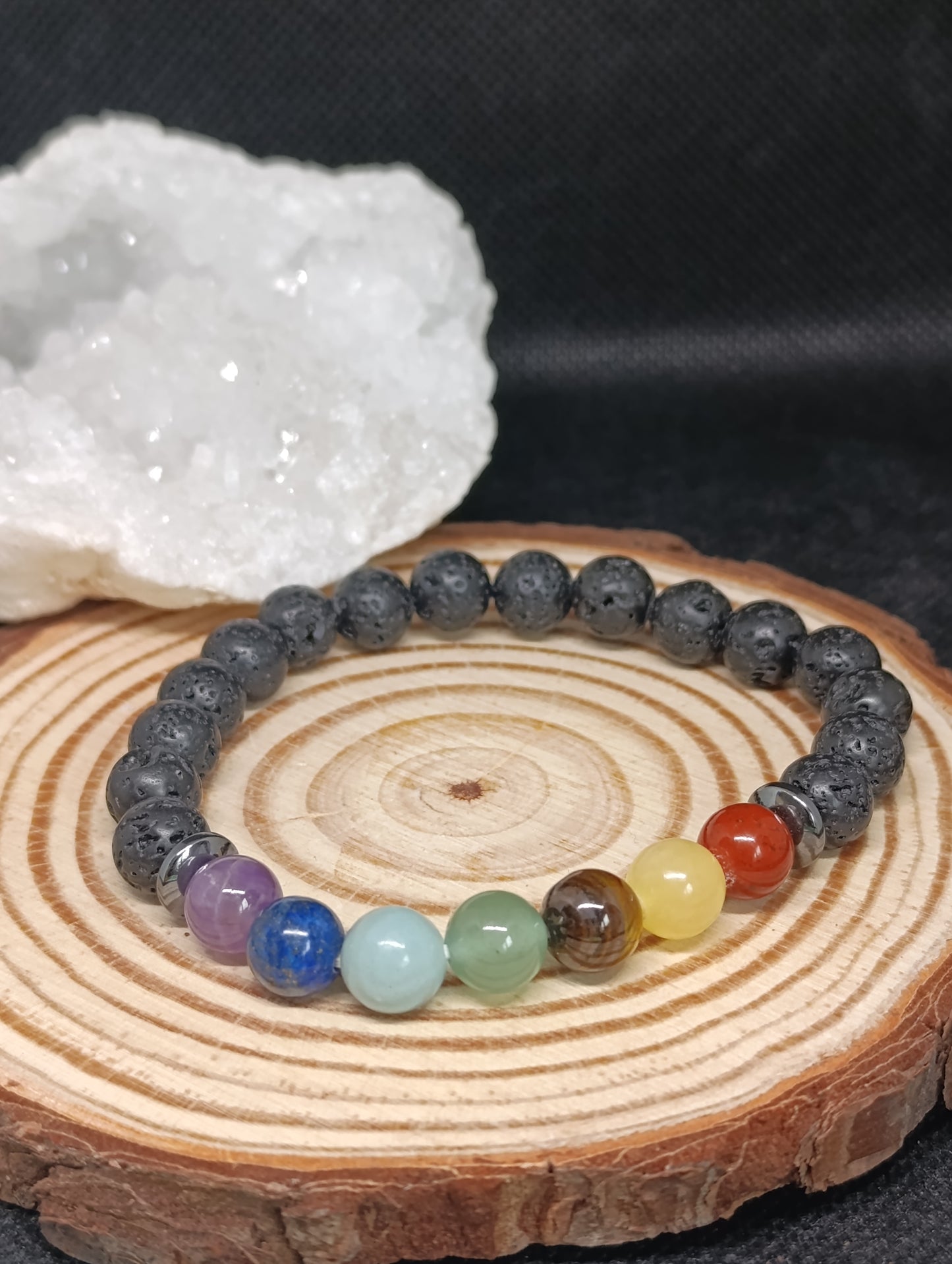Bracelet Pierre de Lave - 7 chakras - 8mm
