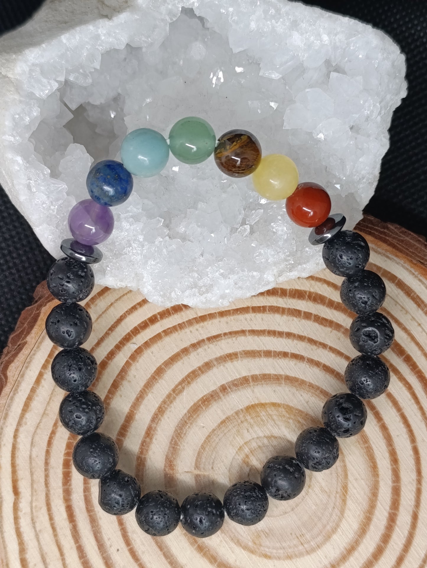 Bracelet Pierre de Lave - 7 chakras - 8mm