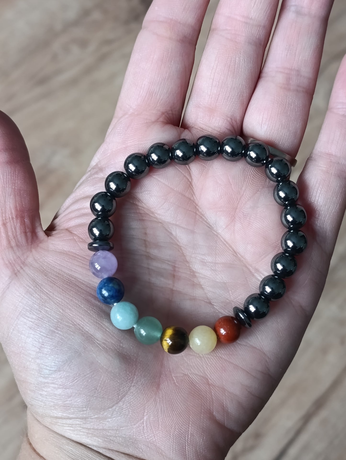 Bracelet Hématite - 7 chakras - 8mm