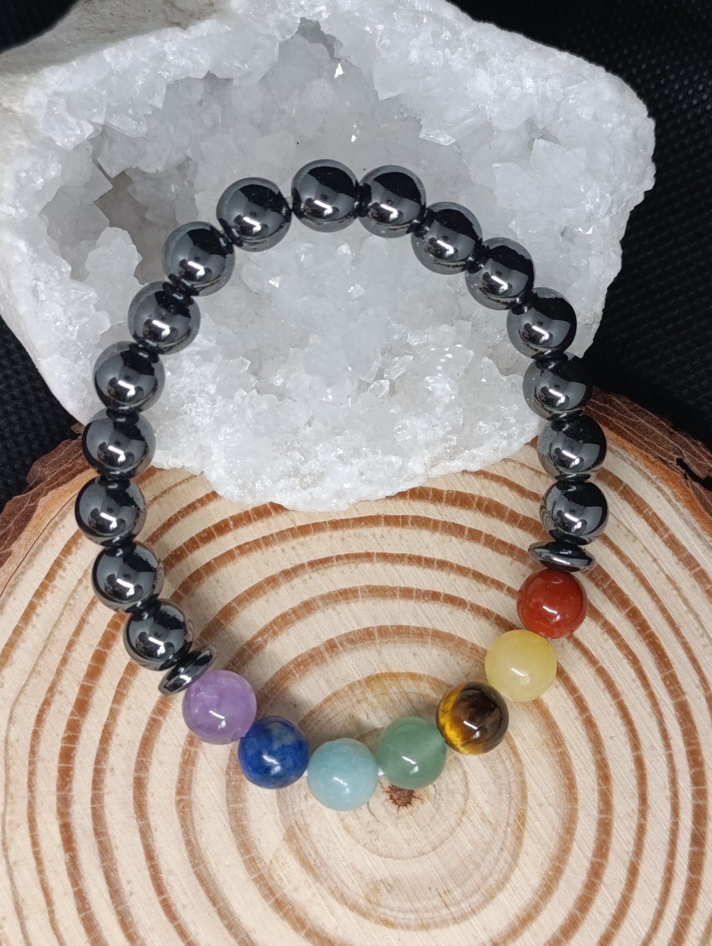 Bracelet Hématite - 7 chakras - 8mm