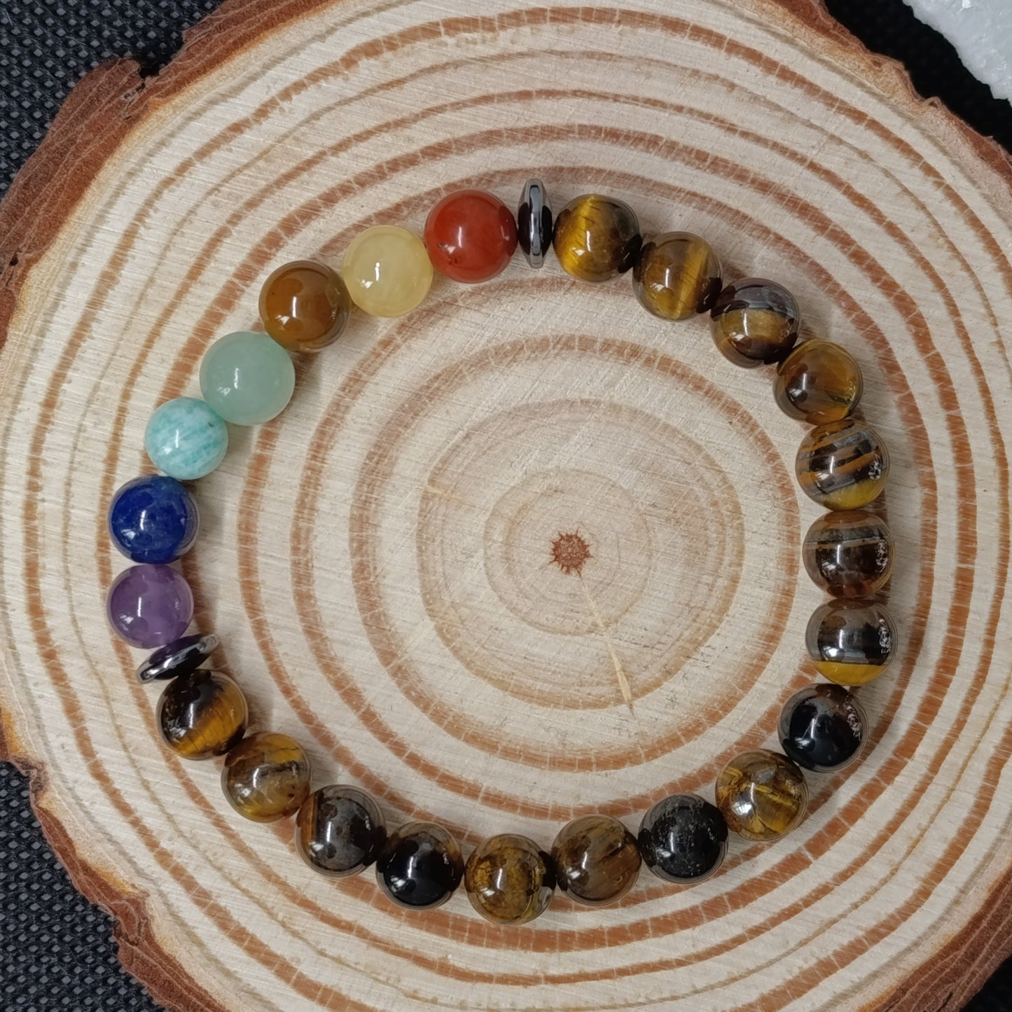Bracelet Oeil de tigre - 7 chakras