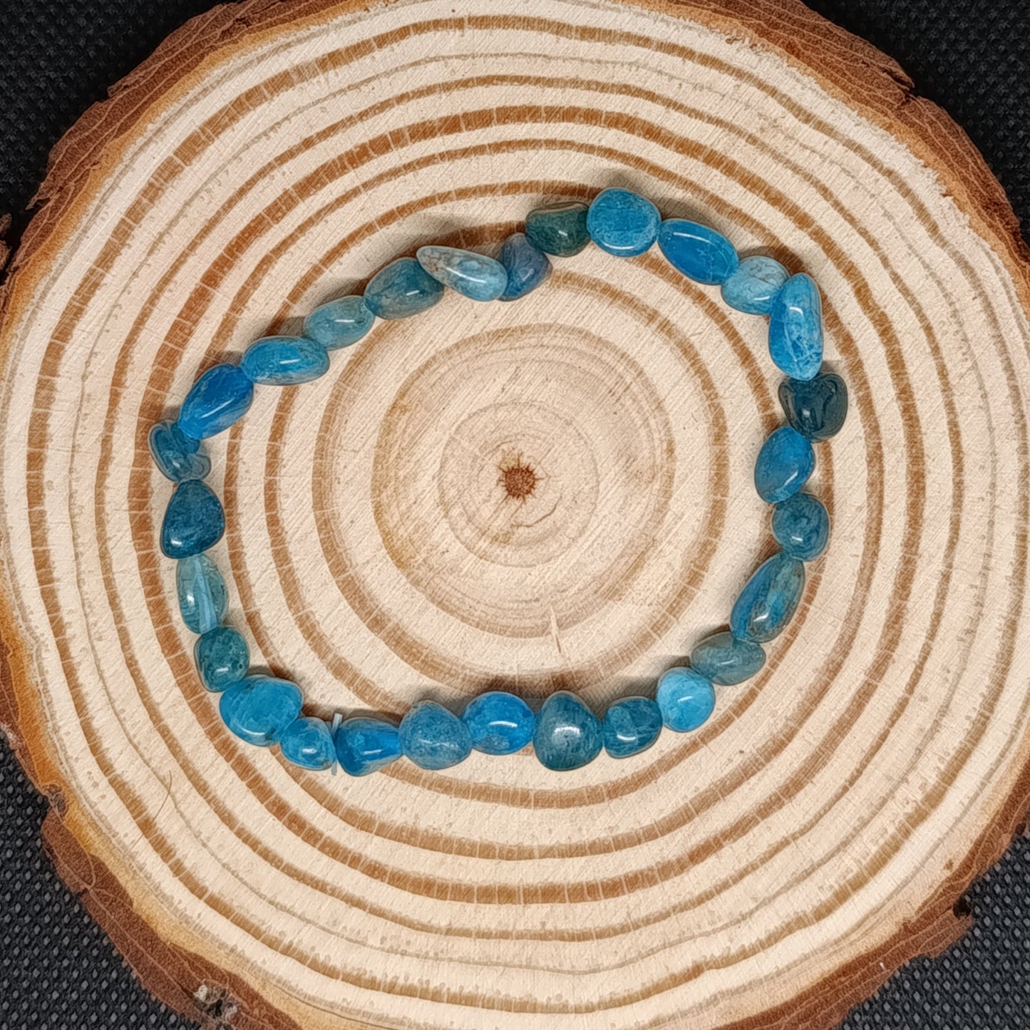 Bracelet pierres roulées Apatite bleue