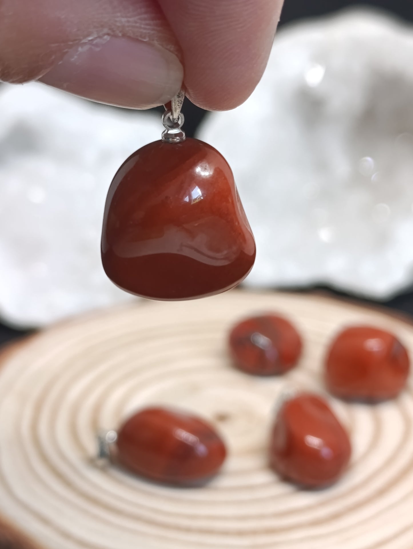 Pendentif pierre roulée Jaspe rouge