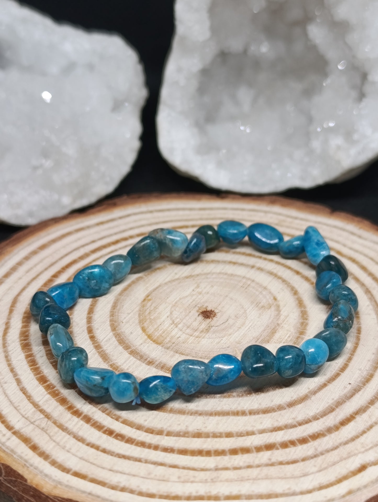 Bracelet pierres roulées Apatite bleue