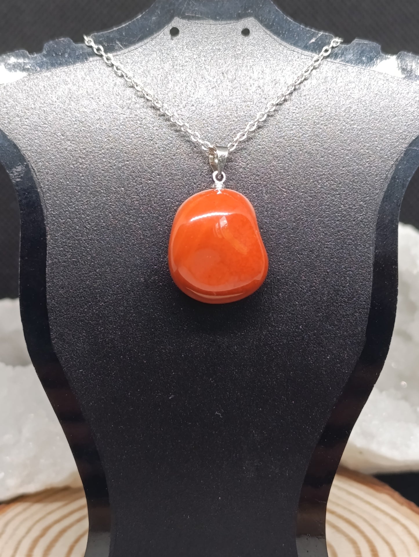 Pendentif pierre roulée Jaspe rouge