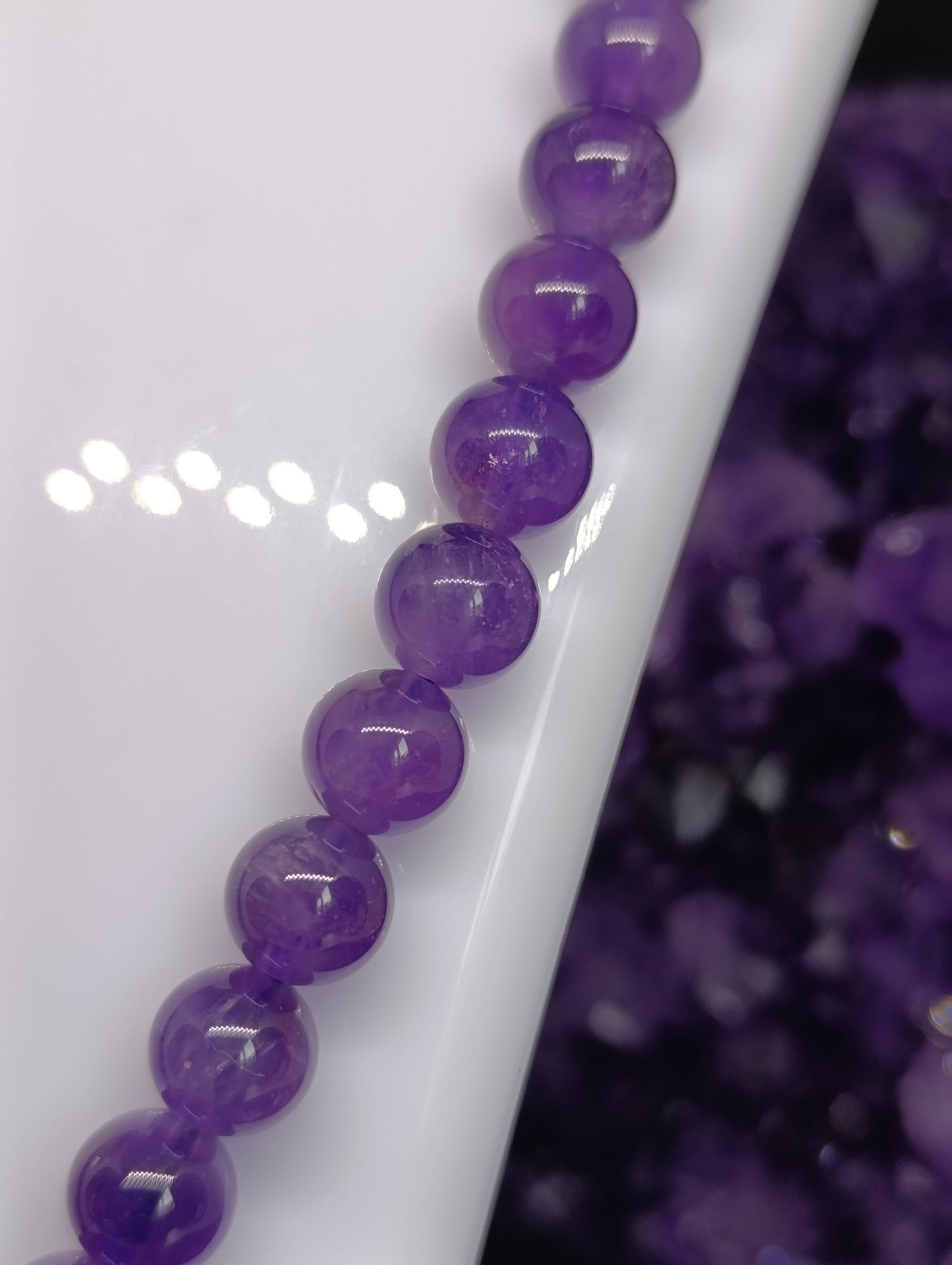 Collier boule Amethyste 8mm