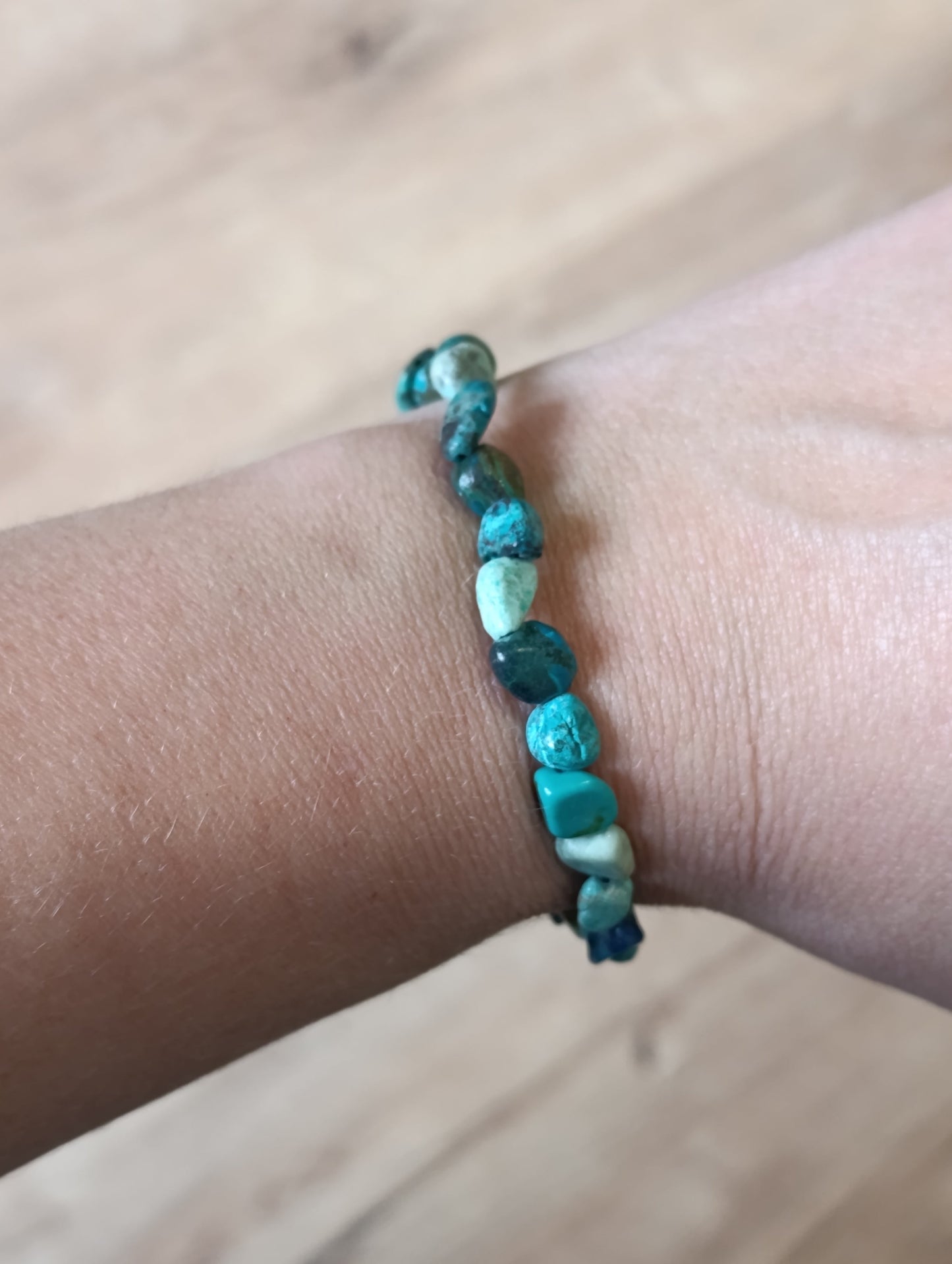 Bracelet pierres roulées Chrysocolle Shattuckite