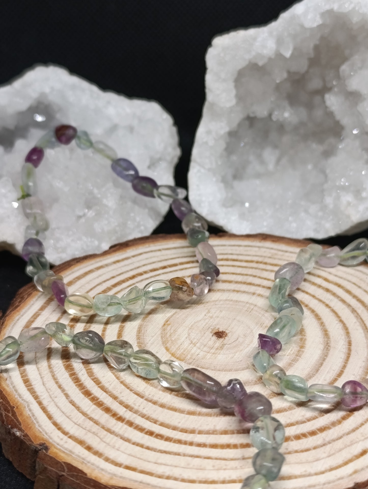 Bracelet pierres roulées Fluorite