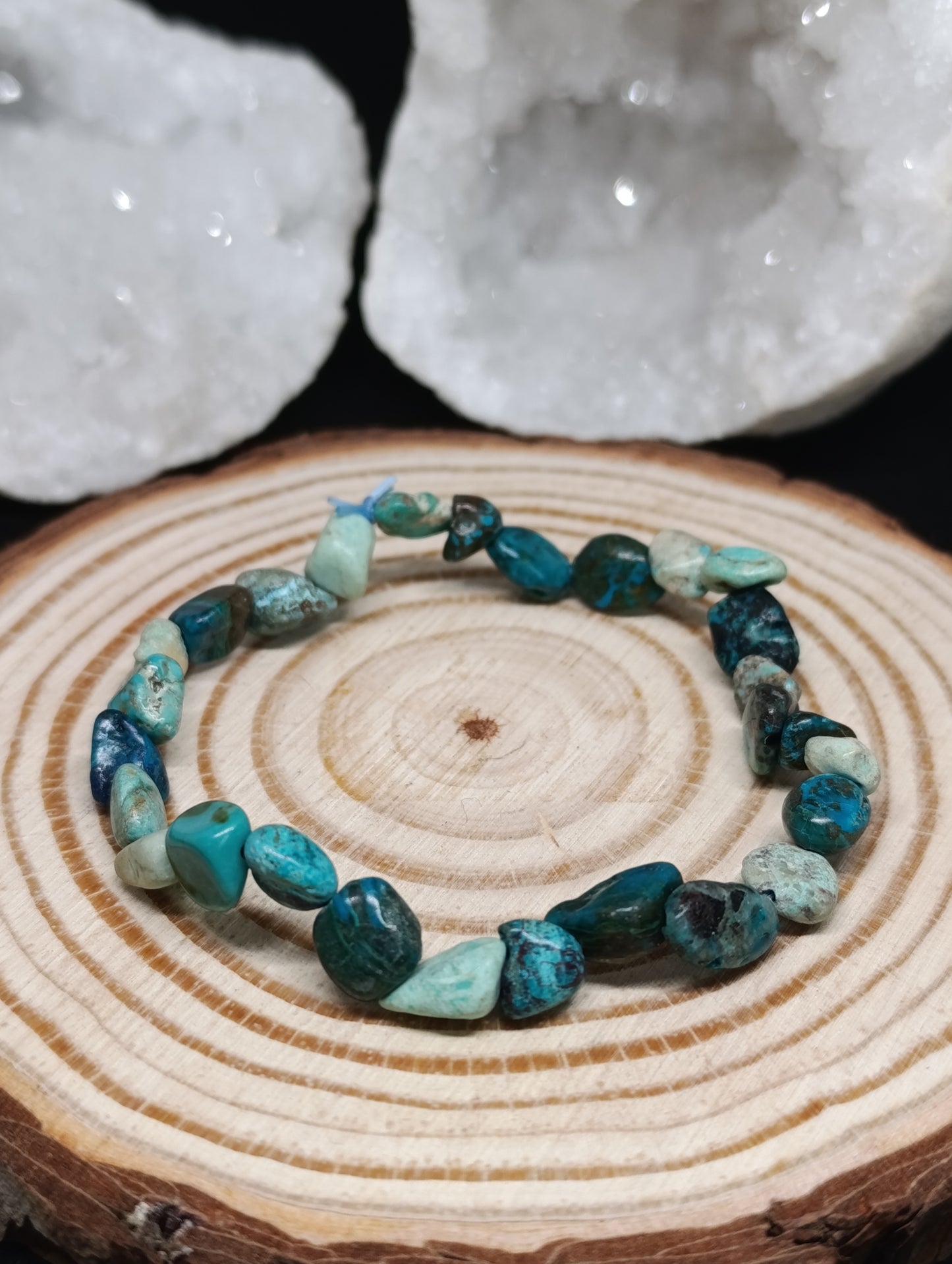 Bracelet pierres roulées Chrysocolle Shattuckite