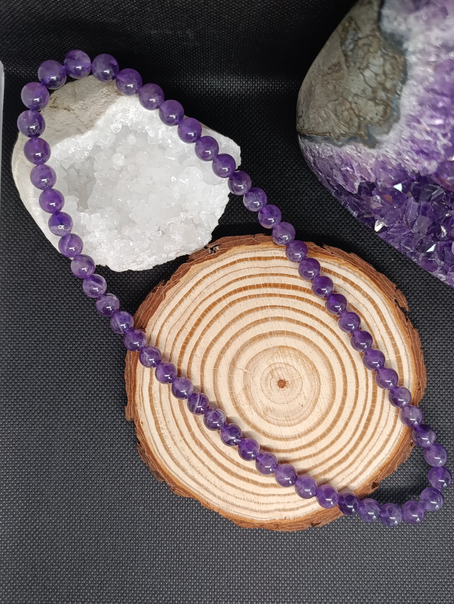 Collier boule Amethyste 8mm