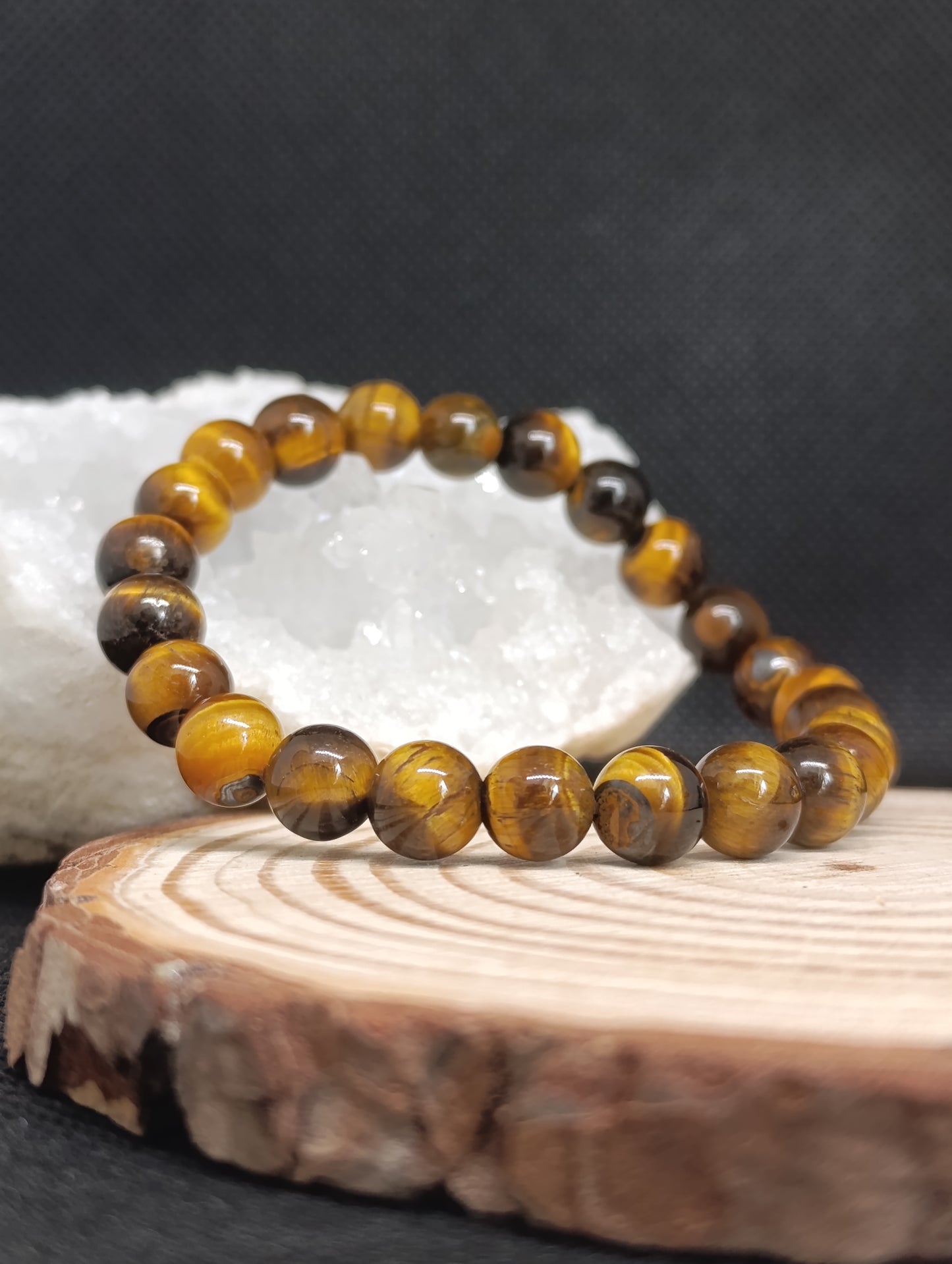 Bracelet boule Oeil de tigre 8mm - Qualité AA