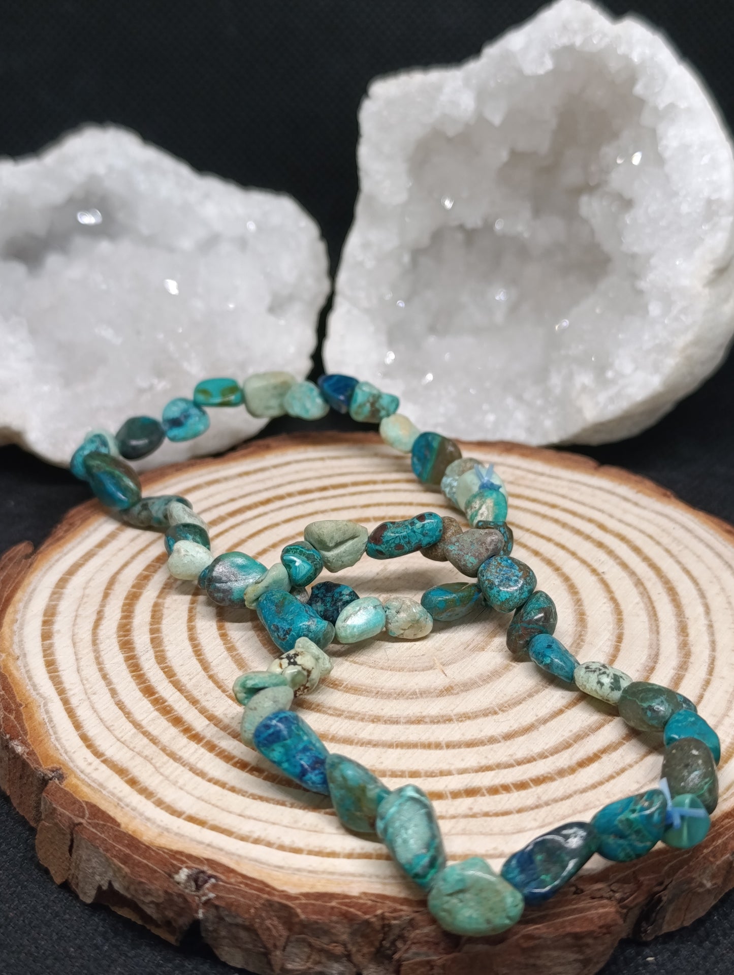 Bracelet pierres roulées Chrysocolle Shattuckite