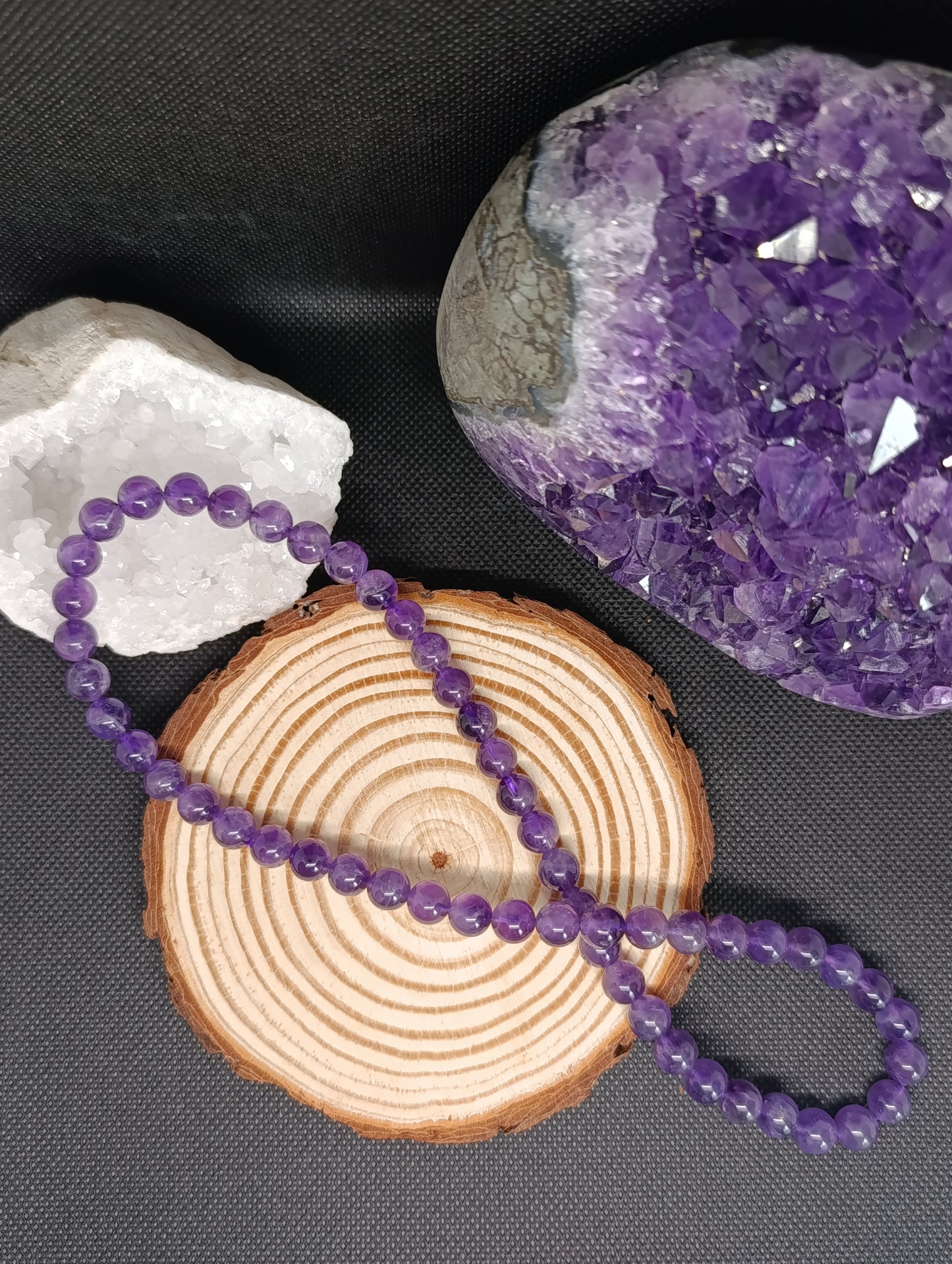 Collier boule Amethyste 8mm